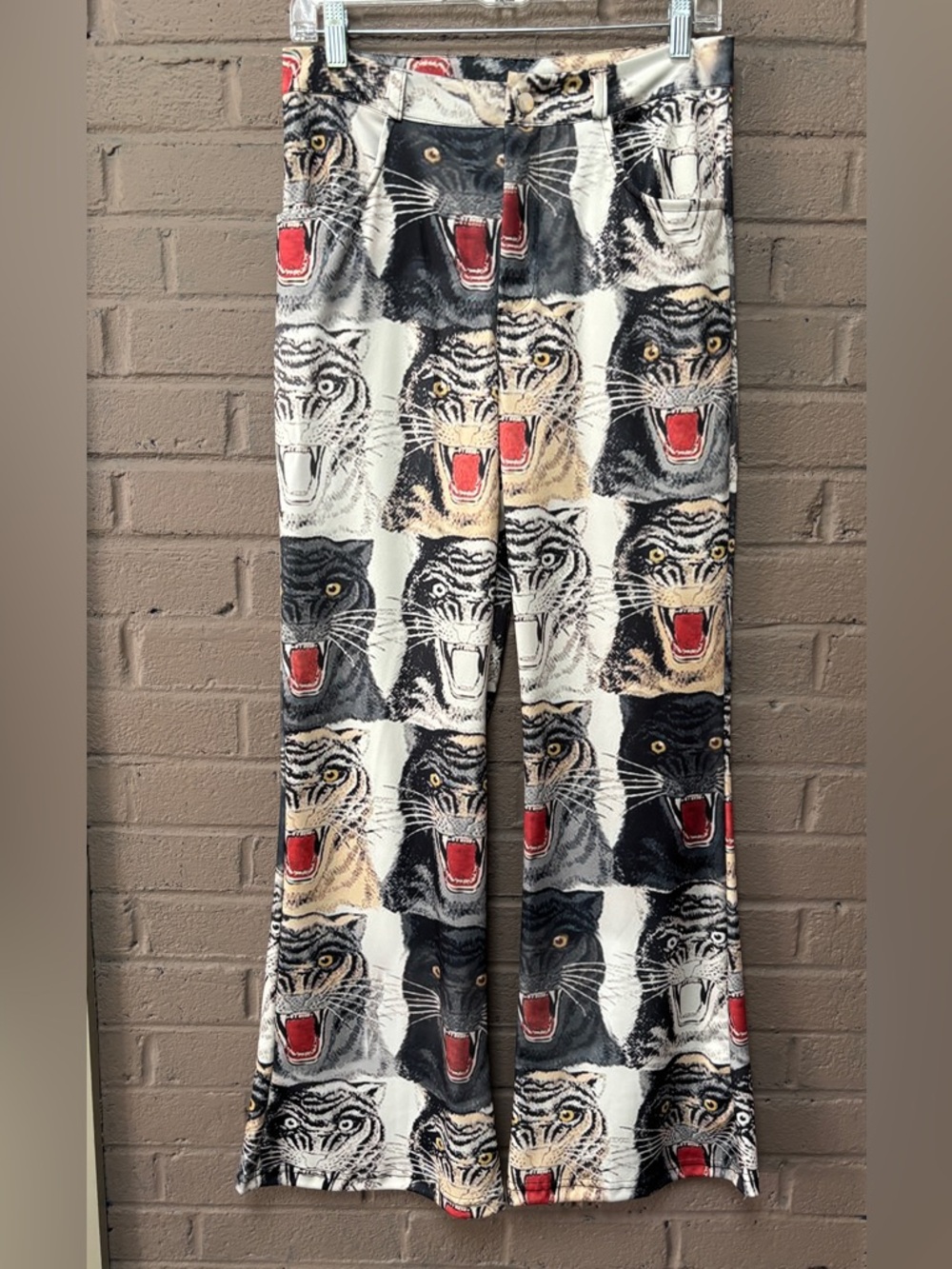 Wild Cat Print Wide Leg Pants M